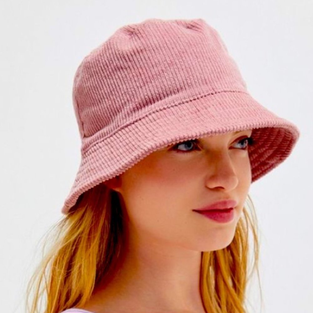 Urban Outfitters corduroy bucket hat rose pink color